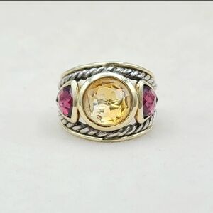 David Yurman Renaissance Ring With Citrine Garnet and Gold